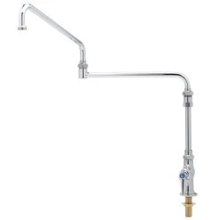 T&S Brass And Bronze Works T&S B-0319-04 Single Hole Deck Mount Single Pantry Mixing Faucet With Single Supply, 24" Double Joint Nozzle, 7 5/8" Extension, And Eterna Cartridges