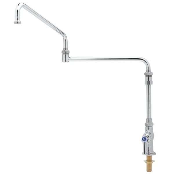 T&S Brass And Bronze Works T&S B-0319-04 Single Hole Deck Mount Single Pantry Mixing Faucet With Single Supply, 24" Double Joint Nozzle, 7 5/8" Extension, And Eterna Cartridges