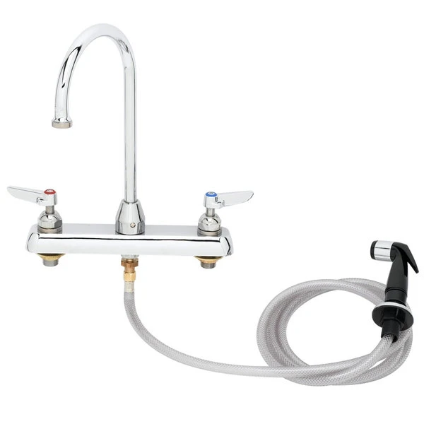T&S Brass And Bronze Works T&S B-1170 Deck Mount Workboard Faucet With 4" Centers, 5 3/4" Gooseneck Spout, 4" Wrist Action Handles, And Sidespray 3 T&S Brass And Bronze Works T&S B-1170 Deck Mount Workboard Faucet With 4" Centers, 5 3/4" Gooseneck Spout, 4" Wrist Action Handles, And Sidespray