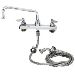 T&S Brass And Bronze Works T&S B-1172-01 Deck Mount Workboard Faucet With 8" Centers, 12" Swing Nozzle, And 002857-40 Spray Valve