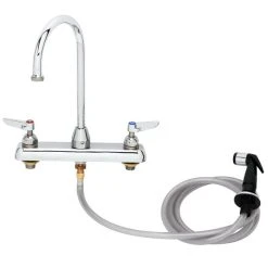 T&S Brass And Bronze Works T&S B-1172-07-133X Deck Mount Workboard Faucet With 8" Centers, 5 3/4" Gooseneck Spout, And Sidespray
