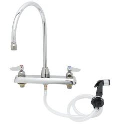 T&S Brass And Bronze Works T&S B-1174 Deck Mount Workboard Faucet With 8" Centers, 8 13/16" Gooseneck Spout, Stream Regulator, And Sidespray