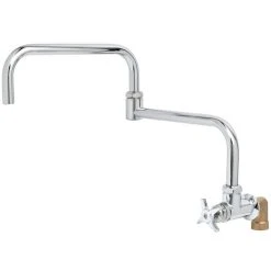 T&S Brass And Bronze Works T&S BF-0299-18DJ Big Flo Polished Chrome Single Hole Wall Mount Faucet With 90 Degree Installation Kit, 18" Double Joint Swing Nozzle, And 4 Arm Handle