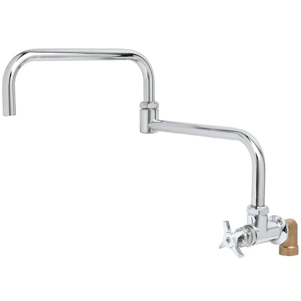 T&S Brass And Bronze Works T&S BF-0299-18DJ Big Flo Polished Chrome Single Hole Wall Mount Faucet With 90 Degree Installation Kit, 18" Double Joint Swing Nozzle, And 4 Arm Handle 3 T&S Brass And Bronze Works T&S BF-0299-18DJ Big Flo Polished Chrome Single Hole Wall Mount Faucet With 90 Degree Installation Kit, 18" Double Joint Swing Nozzle, And 4 Arm Handle