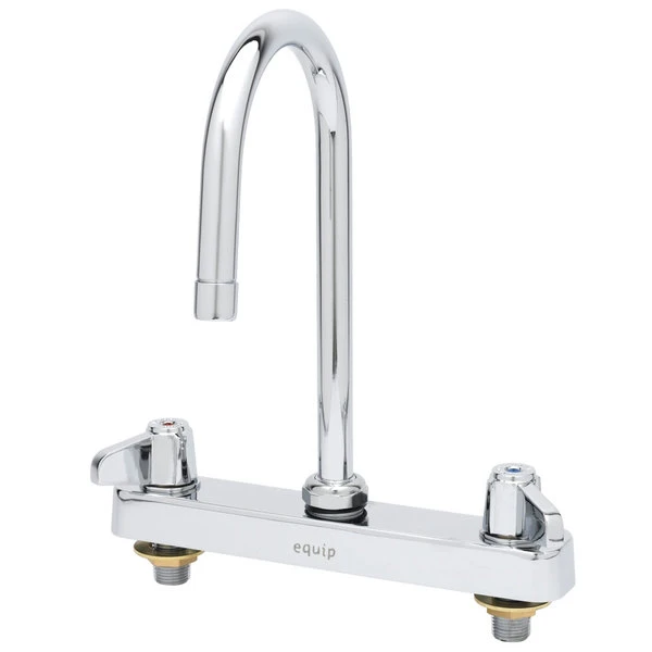T&S Brass And Bronze Works Equip By T&S 5F-8CLX05 Deck Mounted Workboard Faucet With 5 9/16" Gooseneck Spout, 8" Centers, Laminar Flow Device, And Lever Handles