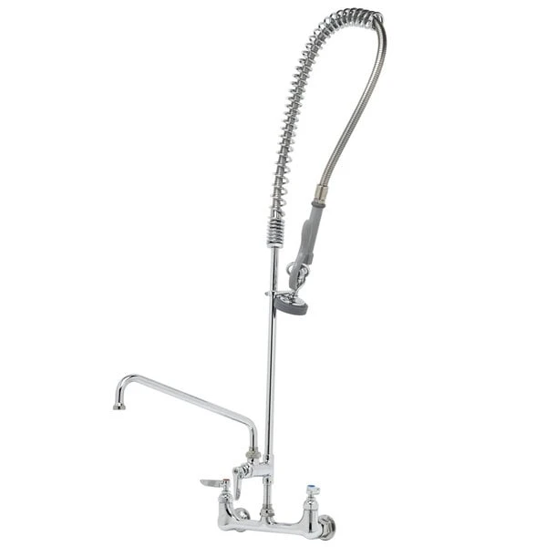T&S Brass And Bronze Works T&S B-0133-A14-CCB EasyInstall Wall Mounted 41 1/2" High Pre-Rinse Faucet With Adjustable 8" Centers, 44" Hose, 14" Add-On Faucet, And 6" Wall Bracket