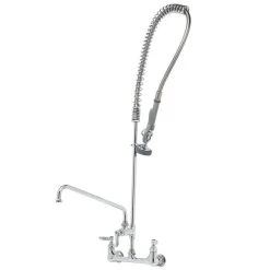 T&S Brass And Bronze Works T&S B-0133-ADF06 EasyInstall Wall Mounted 41 1/2" High Pre-Rinse Faucet With Adjustable 8" Centers, 44" Hose, And 6" Add-On Faucet
