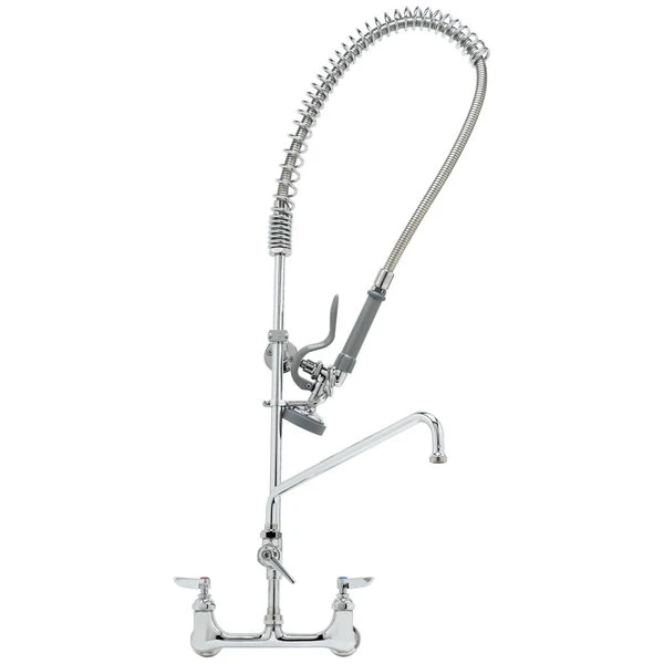T&S Brass And Bronze Works T&S B-0133-ADF10-B EasyInstall Wall Mounted 37 1/2" High Pre-Rinse Faucet With Adjustable 8" Centers, 44" Hose, 10" Add-On Faucet, And 6" Wall Bracket