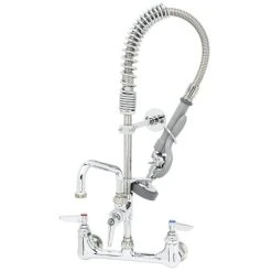 T&S Brass And Bronze Works T&S MPZ-8WLN-08-CR EasyInstall Wall Mounted 22 1/8" High Mini Pre-Rinse Faucet With Adjustable 8" Centers, 24" Hose, 8" Add-On Faucet, And 6" Wall Bracket