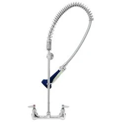 T&S Brass And Bronze Works T&S B-0133-B08 EasyInstall Wall Mounted 33 1/4" High Pre-Rinse Faucet With Adjustable 8" Centers, Ergonomic Spray Valve, 44" Hose, And 6" Wall Bracket