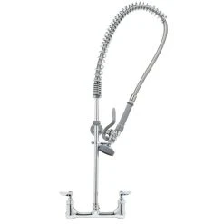 T&S Brass And Bronze Works T&S B-0133-CCB EasyInstall Wall Mounted 35 1/2" High Pre-Rinse Faucet With Adjustable 8" Centers, 44" Hose, And 6" Wall Bracket