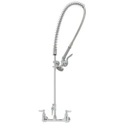 T&S Brass And Bronze Works T&S B-0133-ADF-LN EasyInstall Wall Mounted 37 1/2" High Pre-Rinse Faucet With Adjustable 8" Centers, 44" Hose, Base For Add-On Faucet, And 6" Wall Bracket