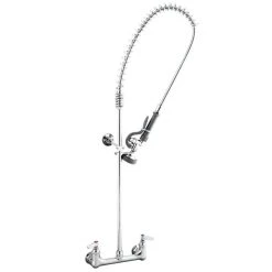 T&S Brass And Bronze Works T&S B-2278-B9 EasyInstall Wall Mounted 39 1/2" High Pre-Rinse Faucet With Adjustable 8" Centers, 44" Hose, Vacuum Breaker, 9" Wall Bracket, And Installation Kit