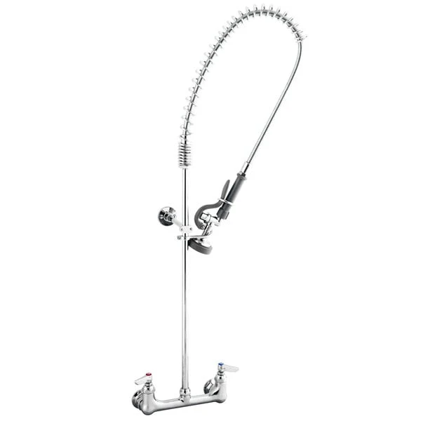 T&S Brass And Bronze Works T&S B-2278-B9 EasyInstall Wall Mounted 39 1/2" High Pre-Rinse Faucet With Adjustable 8" Centers, 44" Hose, Vacuum Breaker, 9" Wall Bracket, And Installation Kit