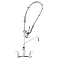 T&S Brass And Bronze Works T&S B-0133-ADF16-B EasyInstall Wall Mounted 37 1/2" High Pre-Rinse Faucet With Adjustable 8" Centers, 44" Hose, 16" Add-On Faucet, And 6" Wall Bracket