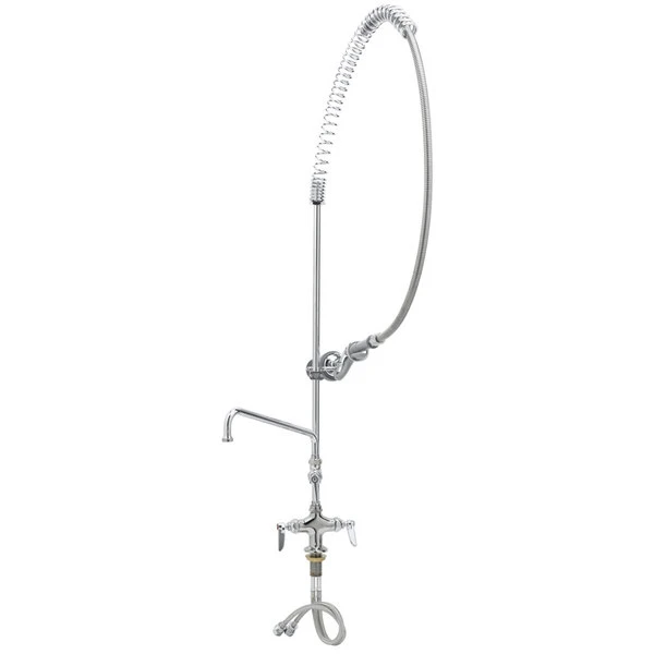 T&S Brass And Bronze Works T&S B-2349-05 Single Hole Deck Mount Faucet Base With Flex Hose Inlets, B-0107 Spray Valve, 12" Add On Nozzle, And 12" Wall Bracket 3 T&S Brass And Bronze Works T&S B-2349-05 Single Hole Deck Mount Faucet Base With Flex Hose Inlets, B-0107 Spray Valve, 12" Add On Nozzle, And 12" Wall Bracket