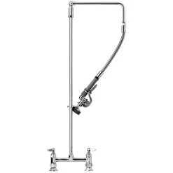 T&S Brass And Bronze Works T&S B-0122 Deck Mounted 44 1/2" High Pre-Rinse Faucet With Adjustable 8" Centers, Swivel Arm, And 26" Hose