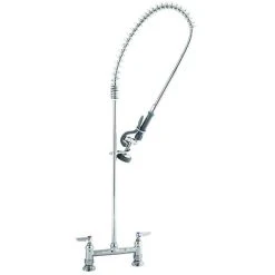 T&S Brass And Bronze Works T&S B-0123-CR EasyInstall Deck Mounted 45" High Pre-Rinse Faucet With Adjustable 8" Centers, And 44" Hose