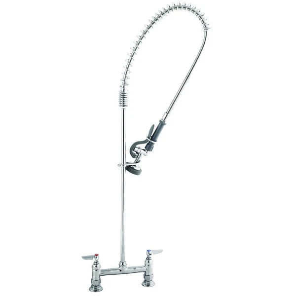 T&S Brass And Bronze Works T&S B-0123-CR EasyInstall Deck Mounted 45" High Pre-Rinse Faucet With Adjustable 8" Centers, And 44" Hose 3 T&S Brass And Bronze Works T&S B-0123-CR EasyInstall Deck Mounted 45" High Pre-Rinse Faucet With Adjustable 8" Centers, And 44" Hose