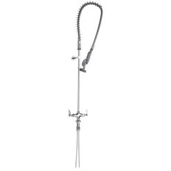 T&S Brass And Bronze Works T&S B-2349 Deck Mounted 42" High Pre-Rinse Faucet With Flex Inlets, 44" Hose, And 12" Wall Bracket