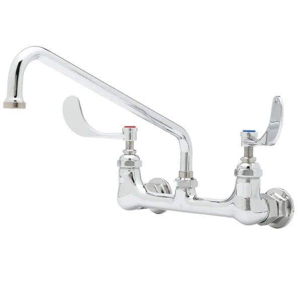 T&S Brass And Bronze Works T&S B-0231-WH4 Wall Mounted Pantry Faucet With 8" Adjustable Centers, 12" Swing Nozzle, Eterna Cartridges, And 4" Wrist Action Handles