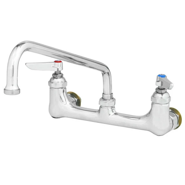 T&S Brass And Bronze Works T&S B-0232-CC-CR Wall Mounted Double Pantry Faucet With 8" Centers, 6" Swing Nozzle, Cerama Cartridges, And CC Connections