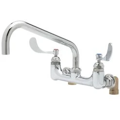 T&S Brass And Bronze Works T&S B-0290-04 Wall Mount Kettle And Pot Sink Mixing Faucet With 8" Adjustable Centers, 12" Big Flo Swing Nozzle, And 00LL Street Elbows