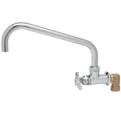 T&S Brass And Bronze Works T&S BF-0299-12 Big Flo Polished Chrome Single Hole Wall Mount Faucet With 90 Degree Installation Kit, 12" Swing Nozzle, And 4 Arm Handle