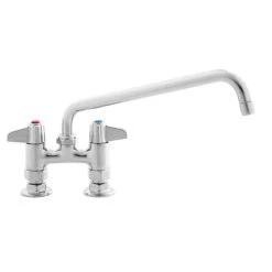 T&S Brass And Bronze Works Equip By T&S 5F-4DLX10 Deck Mounted Faucet With 10 1/8" Swing Spout, 4" Adjustable Centers, 5.2 GPM Laminar Flow Device, Cerama Cartridges, And Lever Handles