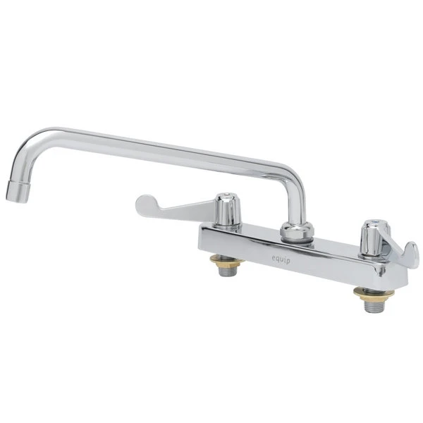 T&S Brass And Bronze Works Equip By T&S 5F-8CWX10 Deck Mounted Workboard Faucet With 10 1/8" Swing Spout, 8" Centers, 5.03 GPM Laminar Flow Device, Cerama Cartridges, And Wrist Handles