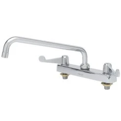 T&S Brass And Bronze Works Equip By T&S 5F-8CWX12 Deck Mount Faucet With 12 1/8" Swing Spout, 8" Centers, 5.03 GPM Laminar Flow Device, Cerama Cartridges, And Wrist Handles