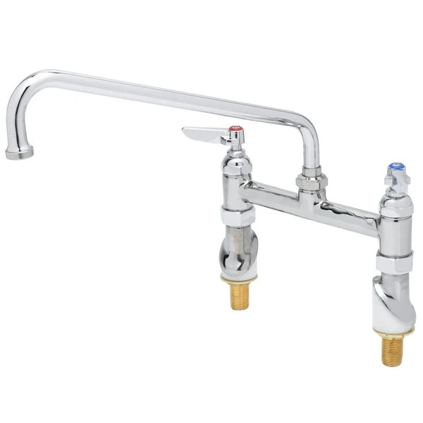 T&S Brass And Bronze Works T&S B-0221-KK Deck Mounted Faucet With 12" Swing Nozzle, 8" Centers, 23.09 GPM Stream Regulator Outlet, Eterna Cartridges, And Lever Handles