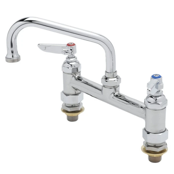 T&S Brass And Bronze Works T&S B-0222-CC Deck Mounted Faucet With 6" Swing Nozzle, 8" Centers, 18.39 GPM Stream Regulator Outlet, Eterna Cartridges, And Lever Handles