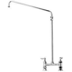 T&S Brass And Bronze Works T&S B-0280 Deck Mounted Faucet With 18" Swing Nozzle, 8" Adjustable Centers, 18" Riser, Stream Regulator Outlet, Eterna Cartridge, And Lever Handle