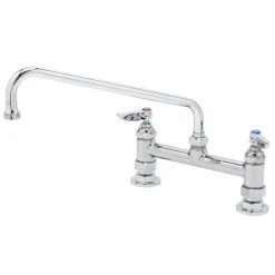 T&S Brass And Bronze Works T&S B-2280 Deck Mounted Faucet With 12" Swing Nozzle, 8" Adjustable Centers, 18.39 GPM Stream Regulator Outlet, Eterna Cartridges, And Lever Handles