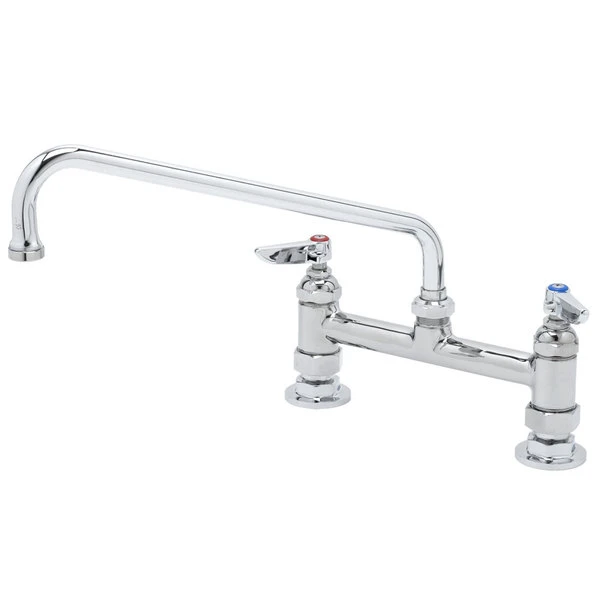 T&S Brass And Bronze Works T&S B-2280 Deck Mounted Faucet With 12" Swing Nozzle, 8" Adjustable Centers, 18.39 GPM Stream Regulator Outlet, Eterna Cartridges, And Lever Handles