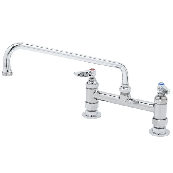 T&S Brass And Bronze Works T&S B-2280-CR Deck Mount Mixing Faucet With 8" Adjustable Centers, 12" Swing Nozzle, And Cerama Cartridges