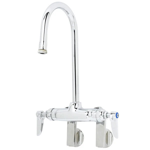 T&S Brass And Bronze Works T&S B-0340 Wall Mounted Pantry Faucet With 4" Adjustable Centers, 5 1/2" Rigid Gooseneck, And Eterna Cartridges