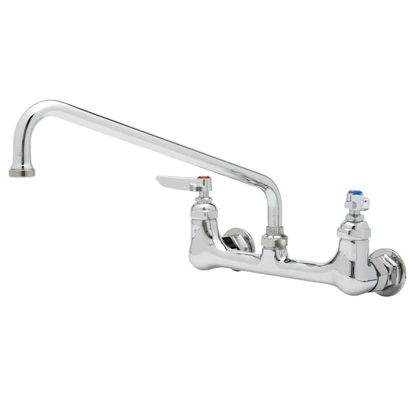 T&S Brass And Bronze Works T&S B-0230-02 Wall Mounted Faucet With 18" Swing Spout, 2.2 GPM Aerator, 8" Adjustable Centers, And Lever Handles