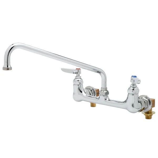 T&S Brass And Bronze Works T&S B-0231-VF22-EL Vandal-Resistant Wall Mounted Pantry Faucet With 8" Adjustable Centers, 12" Swing Nozzle, And Eterna Cartridges, And Installation Kit