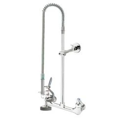 T&S Brass And Bronze Works T&S B-0133-V-B-68H EasyInstall Wall Mounted 37" High Pre-Rinse Faucet With Adjustable 8" Centers, 68" Hose, Vacuum Breaker, And 6" Wall Bracket