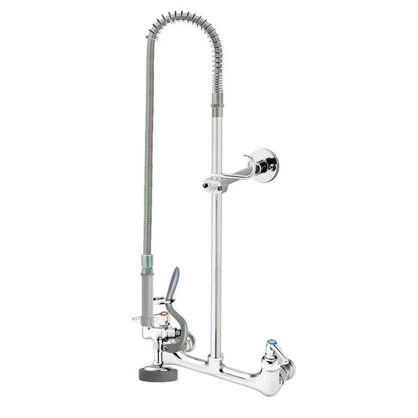 T&S Brass And Bronze Works T&S B-0133-V-B-68H EasyInstall Wall Mounted 37" High Pre-Rinse Faucet With Adjustable 8" Centers, 68" Hose, Vacuum Breaker, And 6" Wall Bracket