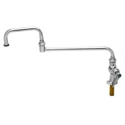T&S Brass And Bronze Works T&S B-0257 Deck Mounted Single Hole Faucet With 12" Double Jointed Swing Nozzle, 5.59 GPM Stream Regulator Outlet, Eterna Cartridge, And Lever Handle