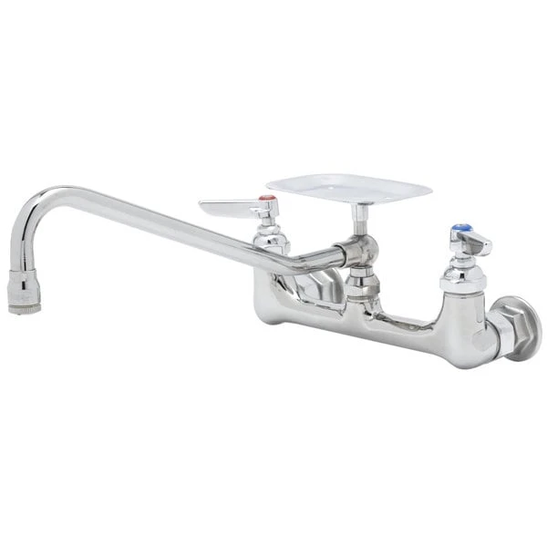 T&S Brass And Bronze Works T&S B-0233-04 Wall Mounted Pantry Faucet With 8" Adjustable Centers, 18" Swing Nozzle, Eterna Cartridges, And Soap Dish