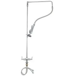 T&S Brass And Bronze Works T&S B-0112 Deck Mounted 44 3/8" High Pre-Rinse Faucet With Flex Inlets, Swivel Arm, And 26" Hose