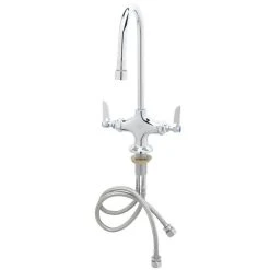 T&S Brass And Bronze Works T&S B-0303 Deck Mounted Single Hole Pantry Faucet With Flex Inlets, 5 9/16" Rigid Gooseneck Nozzle, And Eterna Cartridges
