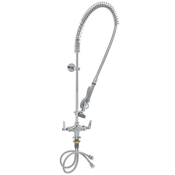 T&S Brass And Bronze Works T&S B-2244 Deck Mounted 39" High Pre-Rinse Faucet With Flex Inlets And 44" Hose