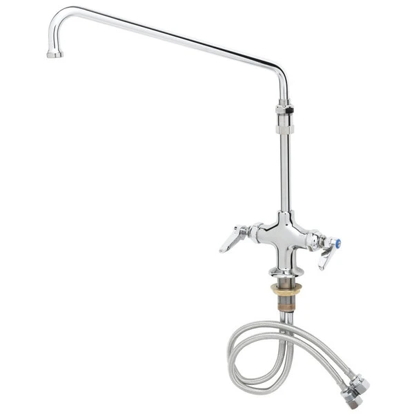T&S Brass And Bronze Works T&S B-2294 Deck Mounted Single Hole Pantry Faucet With Flex Inlets, 14" Swing Nozzle, Eterna Cartridges, And 6" Extension