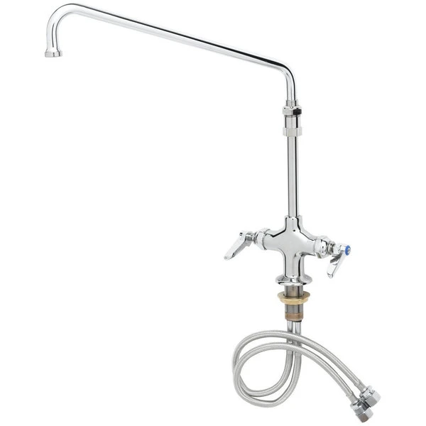T&S Brass And Bronze Works T&S B-2294-CR Deck Mounted Single Hole Pantry Faucet With Flex Inlets, 14" Swing Nozzle, Cerama Cartridges, And 6" Extension