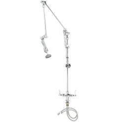 T&S Brass And Bronze Works T&S B-0114-01B Deck Mounted 42" High Pre-Rinse Faucet With Flex Inlets, Roto-Flex Support, And Wall Bracket